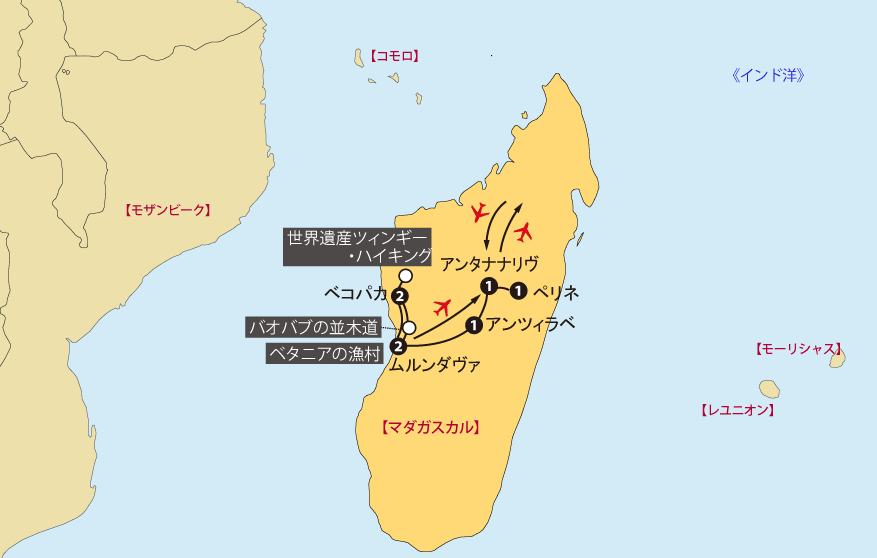 マダガスカル10日間地図pc