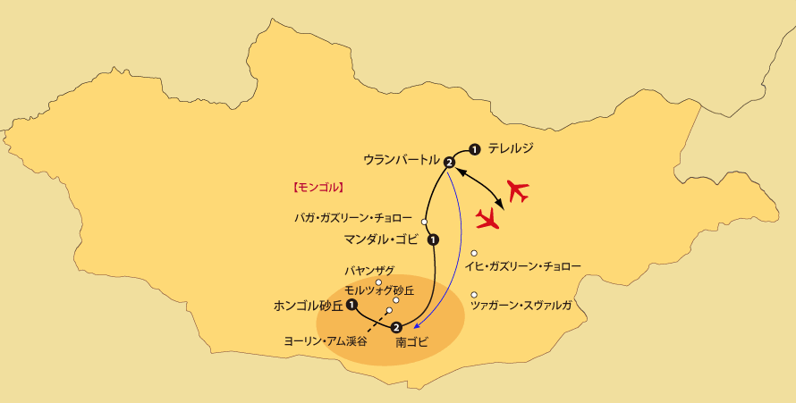 モンゴルゴビ砂漠旅行地図pc