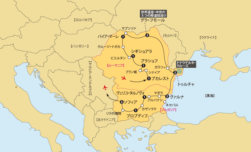 ルーマニアブルガリア地図pc