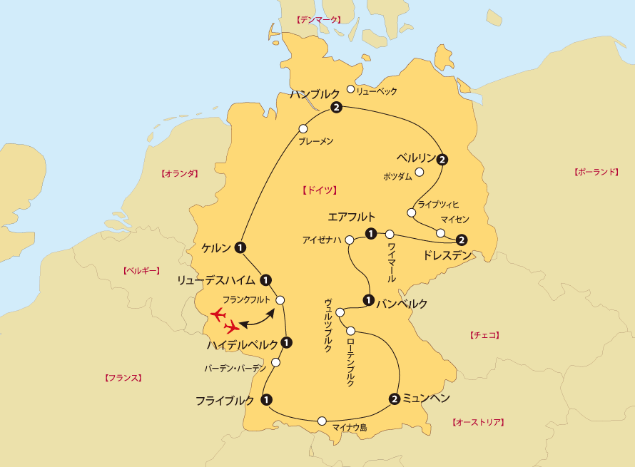 ドイツ大周遊地図