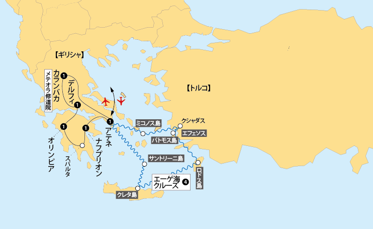 ビジネス・エーゲ海クルーズギリシャ地図