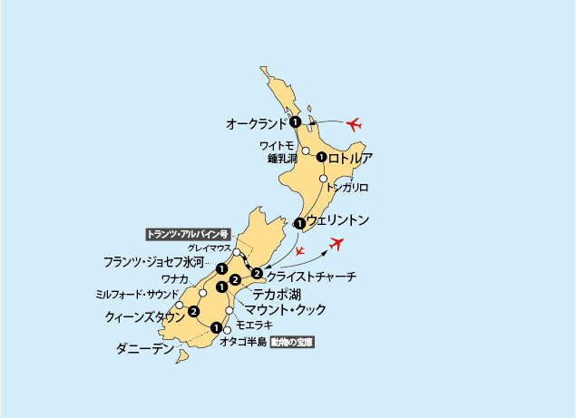 旅のデザインルームニュージーランド14日間の地図pc