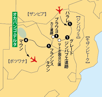 オカバンゴ・デルタ地図sp