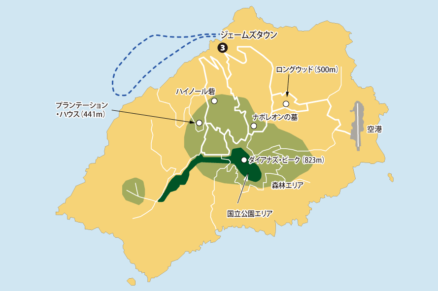 「南大西洋に浮かぶ「絶海の孤島」英領セントヘレナ  ８日間」地図