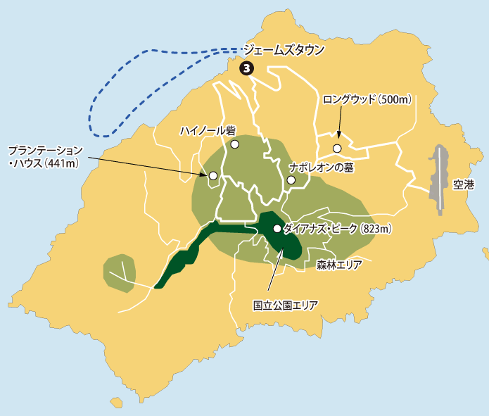 「南大西洋に浮かぶ「絶海の孤島」英領セントヘレナ  ８日間」地図