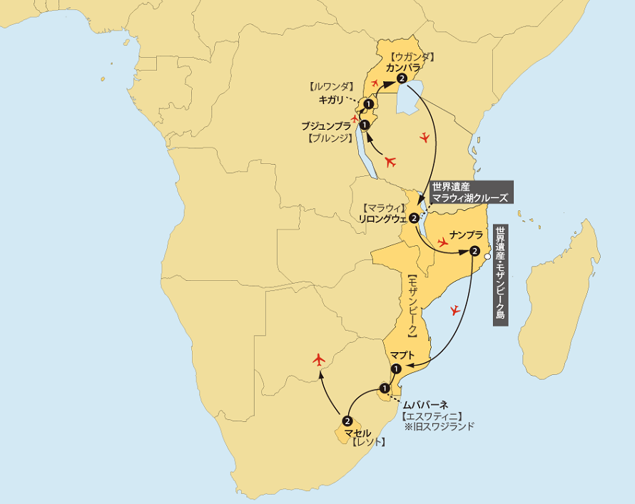 東南アフリカ７カ国地図pc