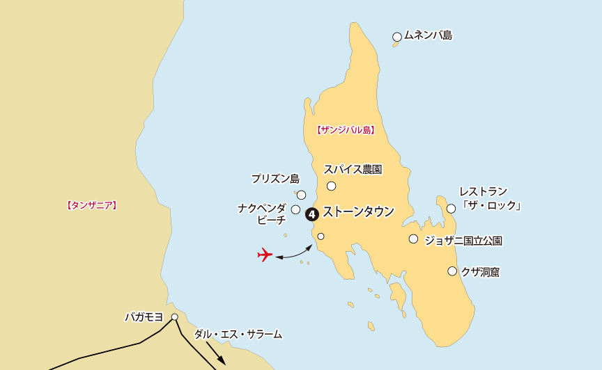 「タンザニア５大サファリ満喫 10日間」地図