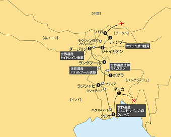 バングラデシュブータン地図sp