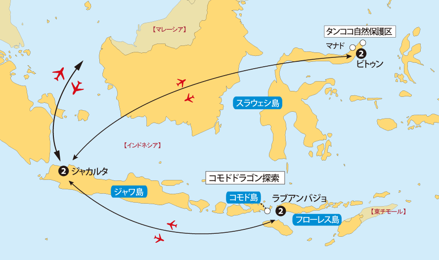 コモドドラゴンとタンココ自然保護区地図pc