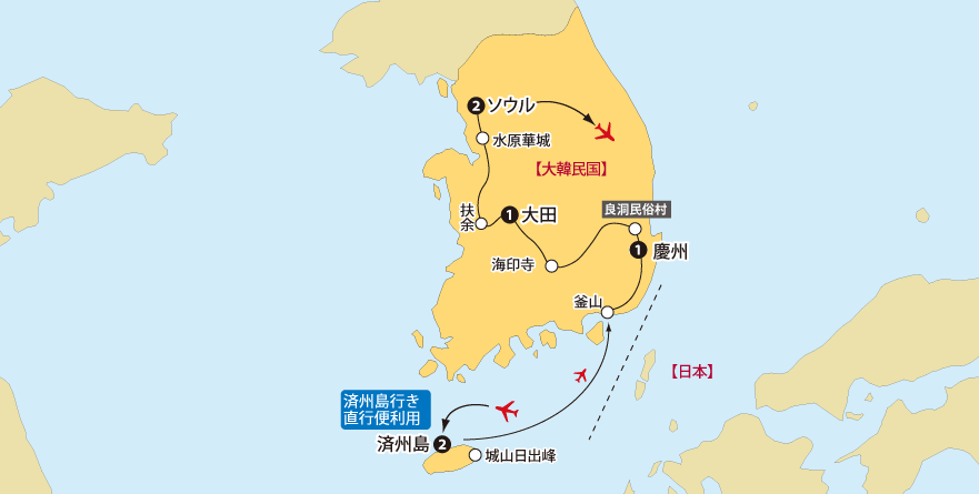 韓国大周遊地図