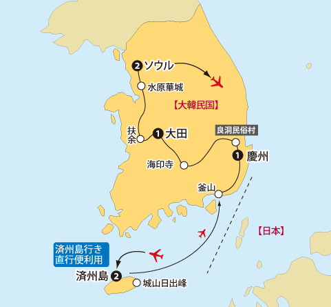 韓国大周遊地図