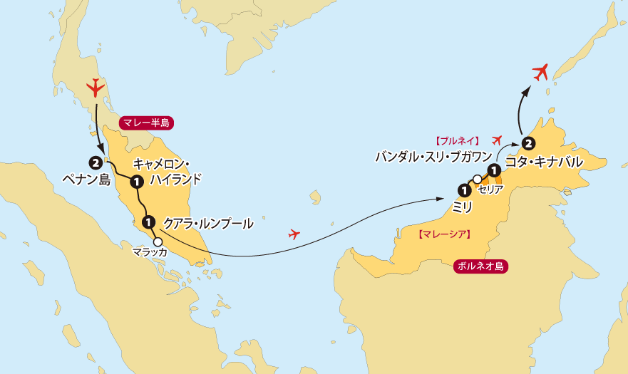 マレー半島・ボルネオ・ブルネイ地図