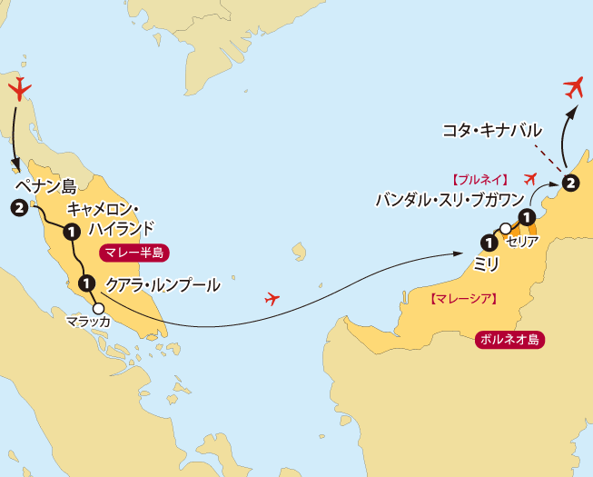 マレー半島・ボルネオ・ブルネイ地図