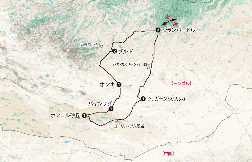 モンゴルゴビ砂漠旅行地図pc