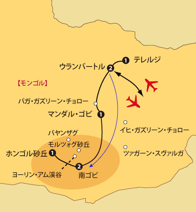 モンゴルゴビ砂漠旅行地図sp