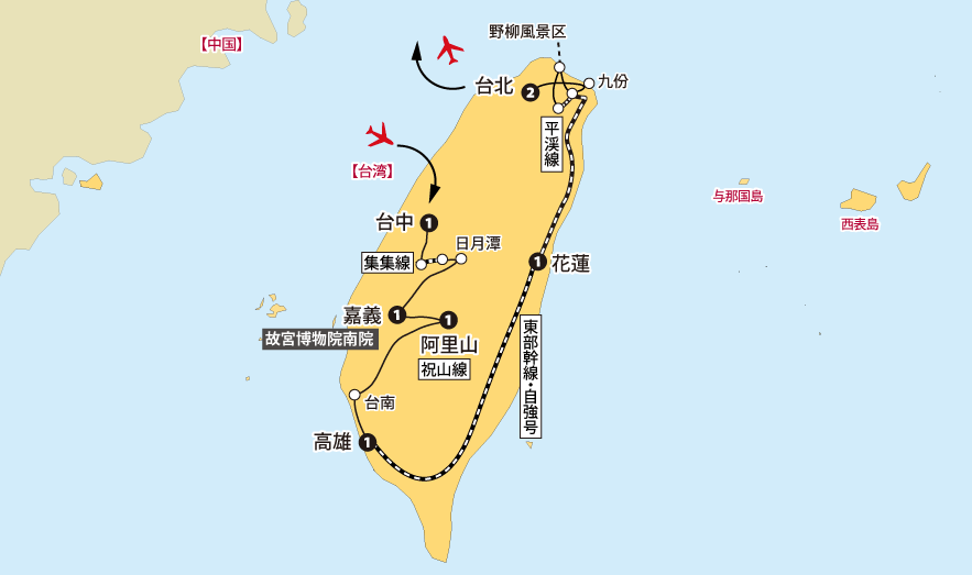 台湾8日間地図