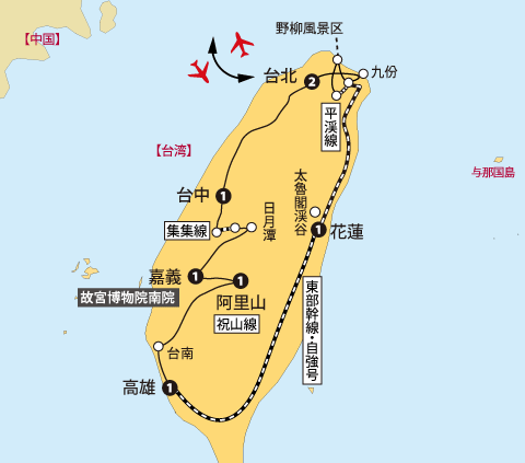 台湾8日間地図
