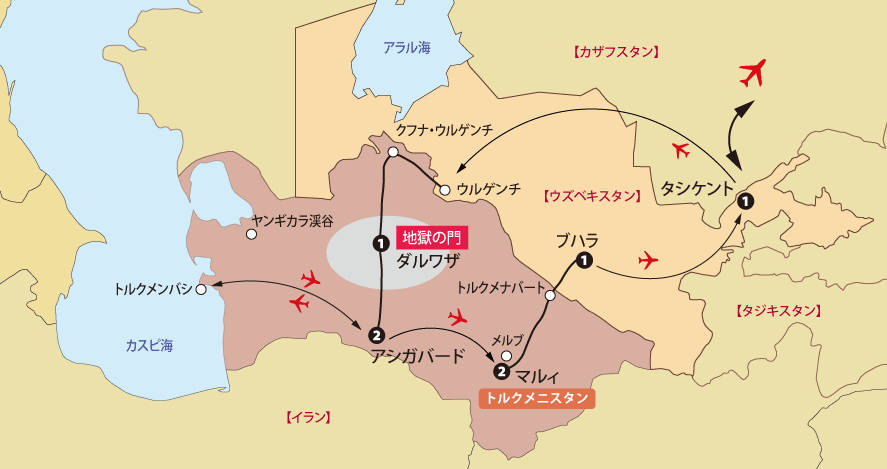 ウズベキスタン11日間地図