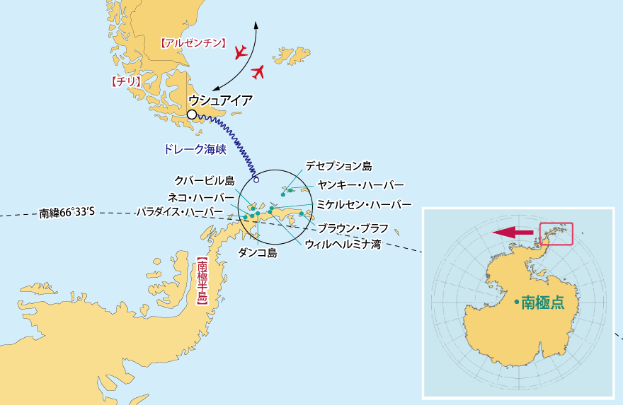 南極クルーズ地図