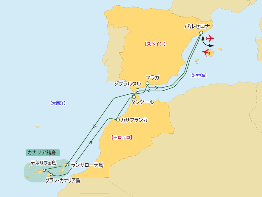 カナリア諸島、スペイン、モロッコ、英領ジブラルタルへの船旅 15 日間