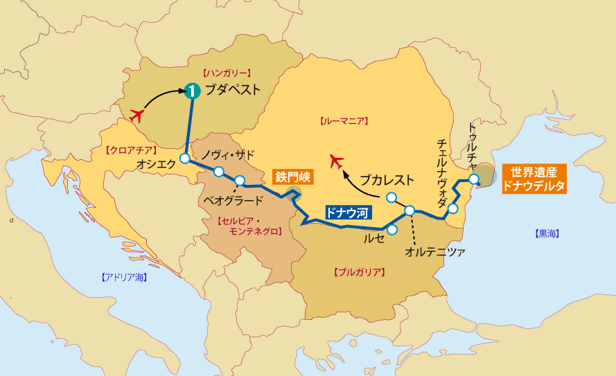 ドナウ河クルーズ地図pc