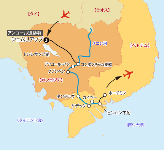 クロワジヨーロッパ・フランス号クルーズ地図