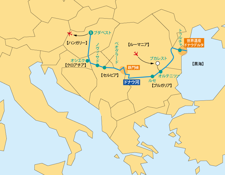 ドナウ河クルーズ地図pc