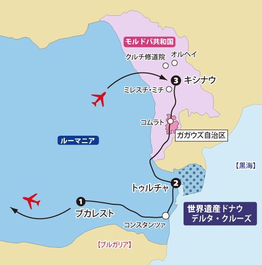 モルドバ共和国ガガウズ自治区とドナウデルタ地図sp