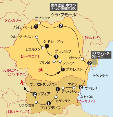 ルーマニアブルガリア地図sp