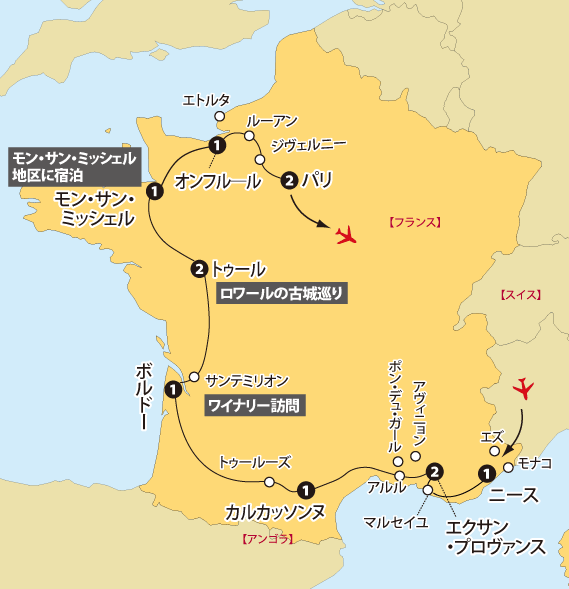 グランドフランス14日間地図