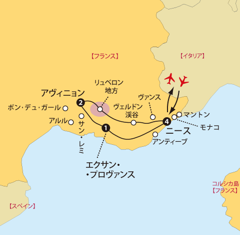ニースのカーニバルと南仏プロヴァンス地図sp