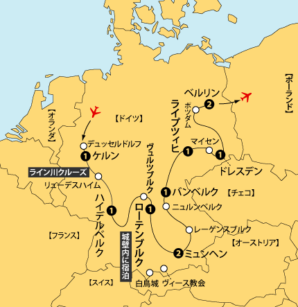 ドイツ浪漫紀行地図