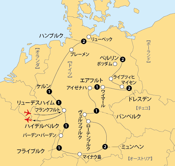 ドイツ大周遊地図