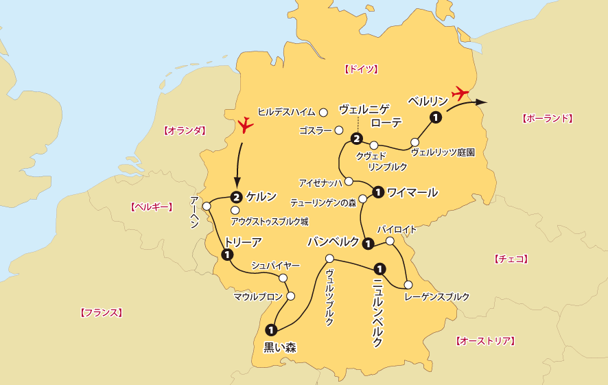 世界遺産ドイツへの旅地図pc