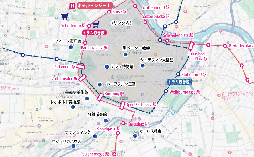 好立地のホテルに泊まる芸術の都ウィーン滞在９日間地図