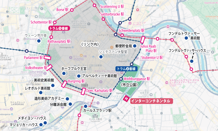 好立地のホテルに泊まる芸術の都ウィーン滞在９日間地図