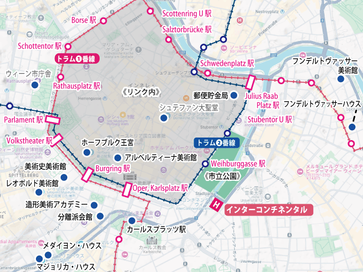 好立地のホテルに泊まる芸術の都ウィーン滞在９日間地図
