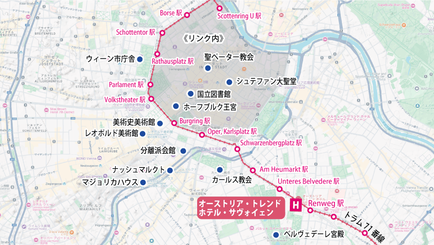クリスマスシーズンに訪れる芸術の都ウィーン滞在９日間地図