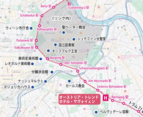 クリスマスシーズンに訪れる芸術の都ウィーン滞在9日間地図