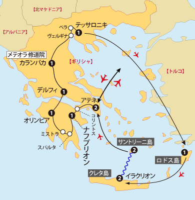 ギリシャ紀行地図