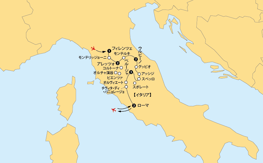 ビジネス中部イタリア地図