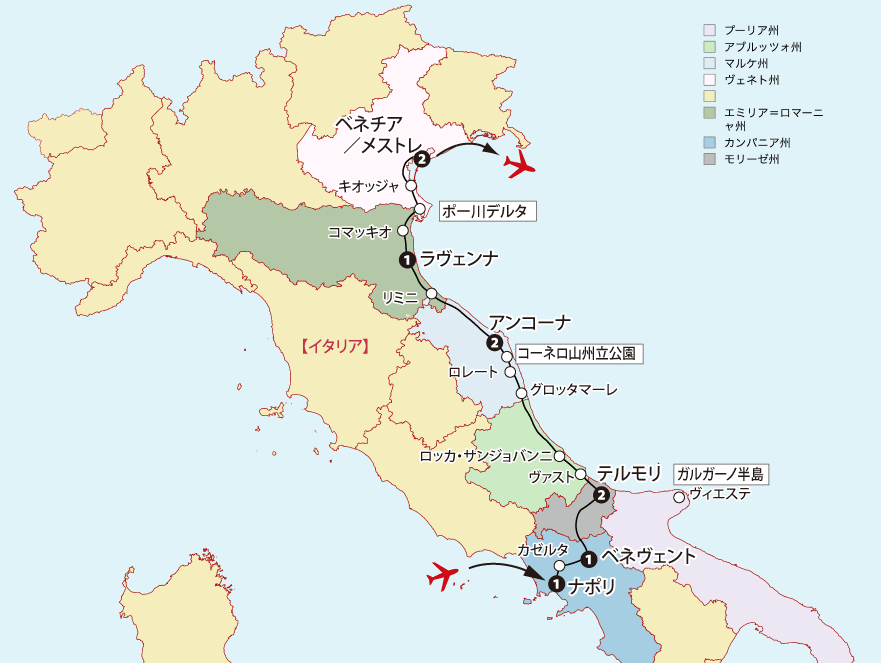 イタリア東岸地図pc