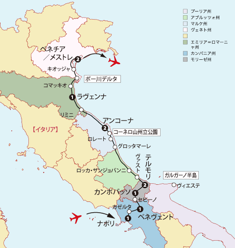 イタリア東岸地図sp