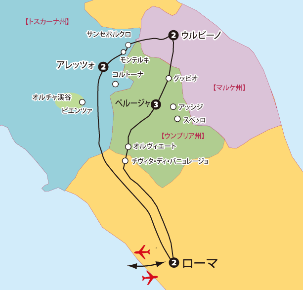 中部イタリア13日間地図sp