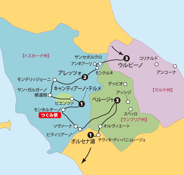 中部イタリア13日間地図sp