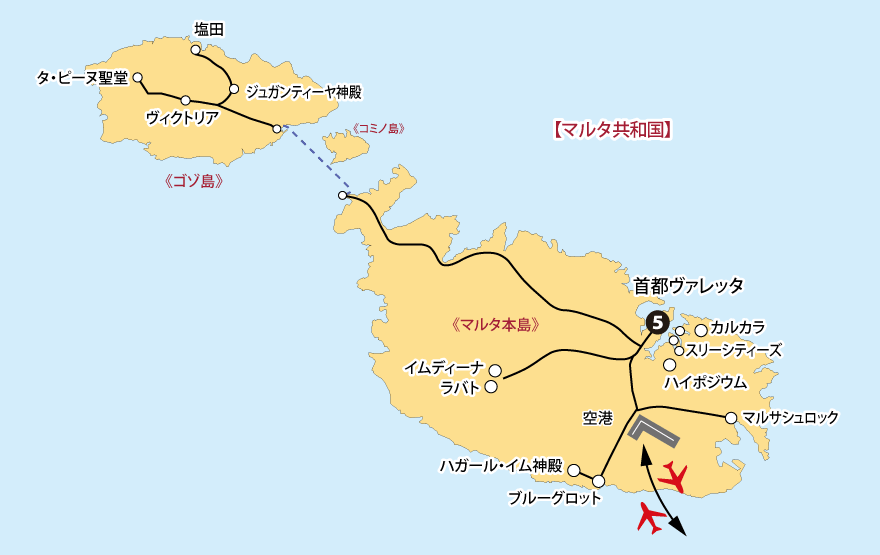 「悠久の時を巡る・シチリア島周遊の旅」地図