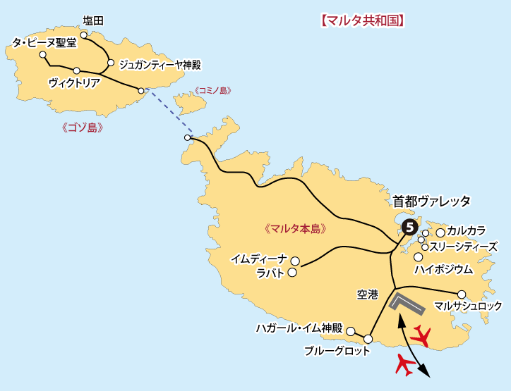 「悠久の時を巡る・シチリア島周遊の旅」地図