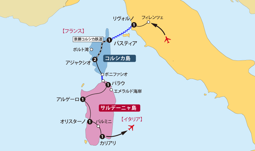 Cサルデーニャコルシカ地図pc