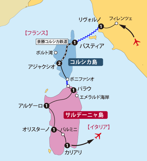 Cサルデーニャコルシカ地図sp