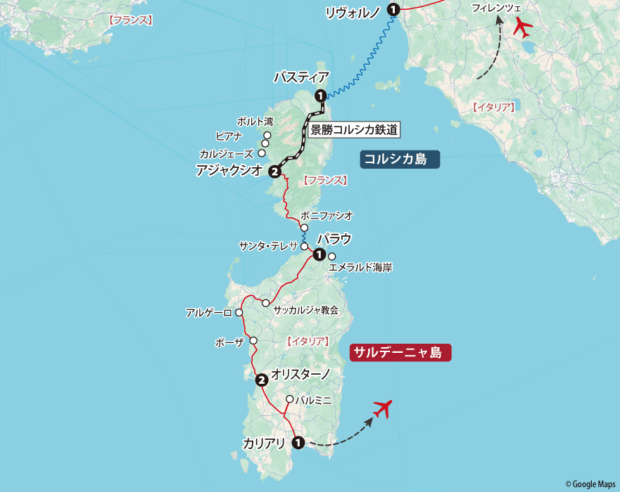 サルティリア祭サルデーニャコルシカ地図pc
